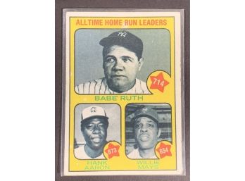 Vintage Baseball Card 1973 Topps All Time Leaders Ruth Aaron Mays
