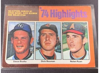 Vintage Baseball Card 1975 Topps 1974 Nolan Ryan Highlights