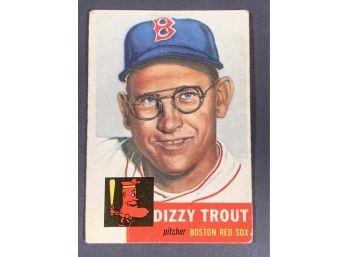 Vintage Baseball Card 1953 Topps Dizzy Trout
