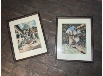 Pair Of Watercolors Signed By Mexican Artist