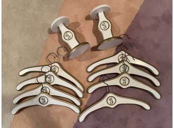 8 Monogrammed G Carved Wood Hangers And Hat Stands