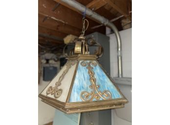 Incredible Huge Antique Slag Glass Tiffany Style Hanging Light