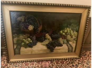 Beautiful Antique Huge Grapes And Figs Still Life Painting