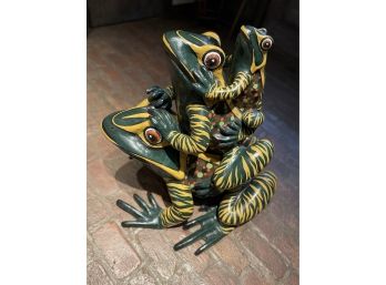 Amazing Wonderful Papier Mache Sculpture 28 Inch ~ Leap Frogs ~