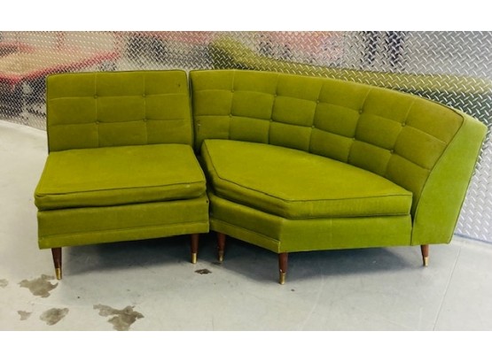 Vintage MCM 2 Piece Green Sectional Combo By Rowe Furniture