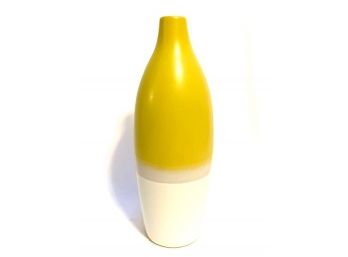 MCM Bottle Style Mustard And White Vase
