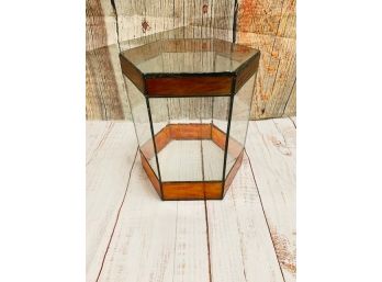 Vintage Orange & Clear Stained Glass Terrarium