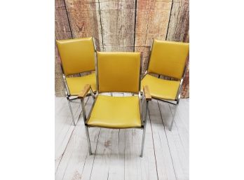 3 Yellow Vintage Office Chairs