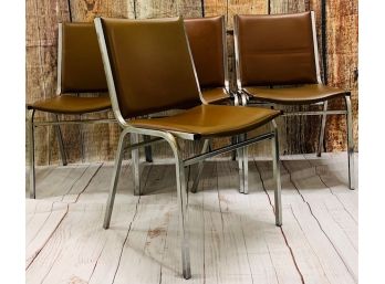 4 Brown Vintage Office Chairs