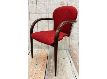 Modern Upholstered Bent Wood And Metal Arm Chair