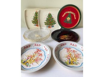 14 Party Serving Plates, Some Vintage, Varied Materials, One Otagiri Japan