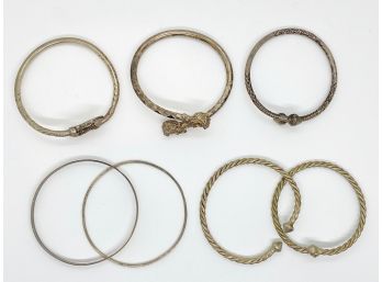 Seven Vintage Metal Bangle Bracelets Jewelry