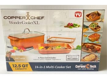 New In Box Copper Chef Wonder Cooker XL 4 Piece Pan Set