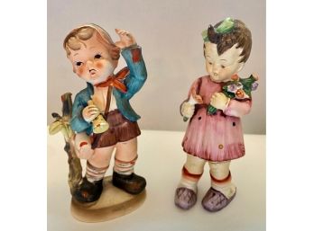 Pair Vintage Porcelain Figurines, Boy Marked Rosa