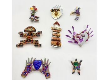 Eight Hand Made Art Pins By Liztech, 1997 To 2000 Jewelry