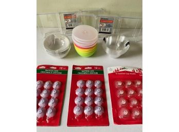 New Small Glass & Plastic Bowls,  Suction Cup Hooks & 2 Essentials Plastic Organizers