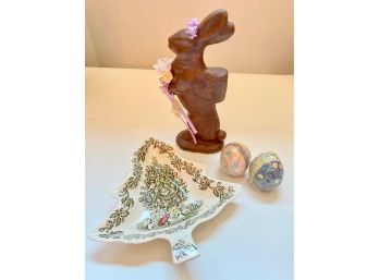 Johnson Bros Christmas Serving Plate, Easter Resin Bunny & Candle Eggs