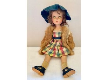 Vintage Doll With Real Fur Jacket
