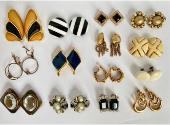 14 Pairs Vintage Clip-On Earrings Jewelry