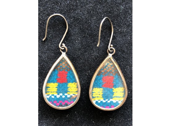 Lovely Hand-Stitched Cotton Inspired Sterling Silver Earrings