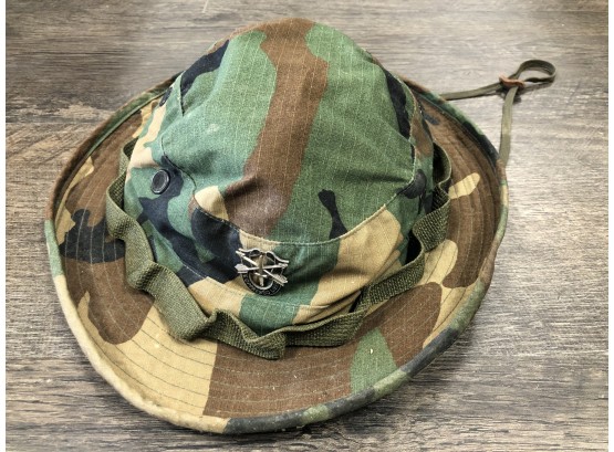 De Oppresso Liber Special Forces Adult Army Camouflage Woodland Field Hat With Drawstring 8 1/2 Head Diameter