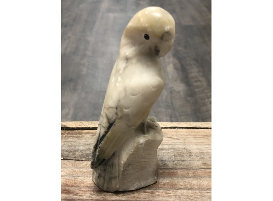 Antique Soapstone Parakeet Statue Figurine