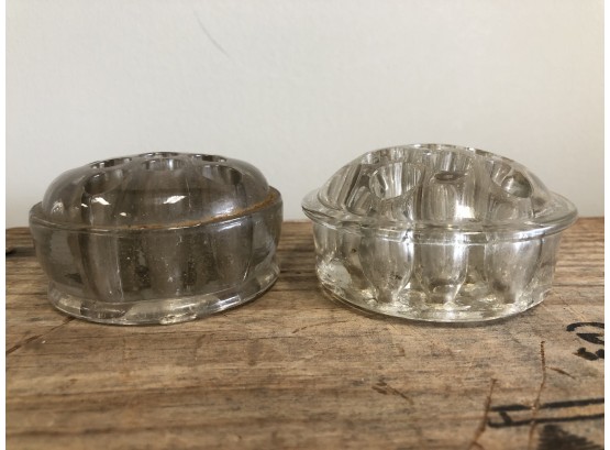 Two Vintage Glass Flower Frogs - In Great Shape And Ready For Your Flower Arrangements