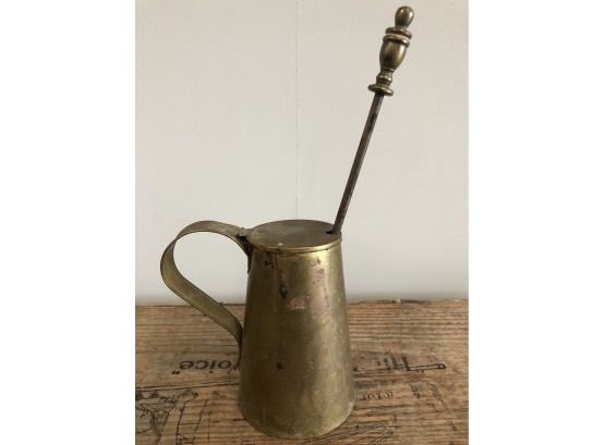 Antique Brass Tar Brush & Pot Fire Starter