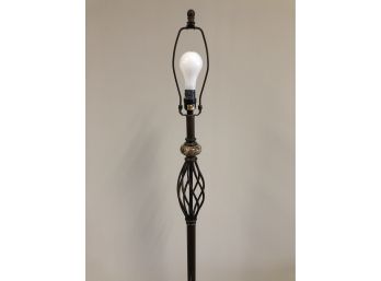Working 60 Inch Tall Metal & Marble Floor Lamp With Forged Metal Pattern