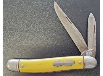 Vintage Colonial U. S. A. Yellow Handles Double Blade Pocket Knife
