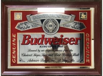 Large Budweiser King Of Beers Framed Wall Mirror 27 X 20 Inches