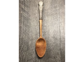 Large Wooden Salad Spoon With Sterling Silver Handle