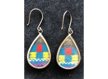 Lovely Hand-Stitched Cotton Inspired Sterling Silver Earrings