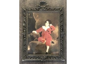 Stunning Italian Bronze Frame With Portrait Print By Sir Thomas Lawrence And Bulbous (Convex) Glass