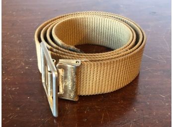 Vintage Army Military Taupe Fabric Belt W/ Brass Buckle. Officers' Equipment Co.