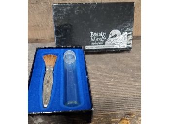 Towle Silversmiths Sterling Silver Handled 'Beauty Marks' - Makeup Brush And Carrying Canister