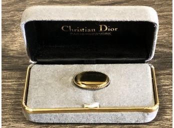 Christian Dior Paris - New York Shiny Brass Oval Tie Clip. Still Able To Be Monogrammed If You Desire