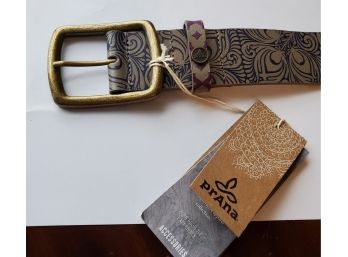 Brand New With Tags Stylish PRANA Leather Unisex Belt -m / L Size - Four Attractive Decorative Design Pattern