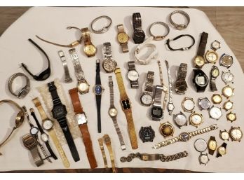 Lot Of 65 Wrist Watches -not Currently Working -Many Brands & Forms