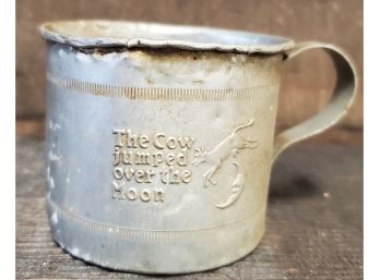 Antique Tin - The Cow Jumped Over The Moon - Childs Cup - For Display & Collections