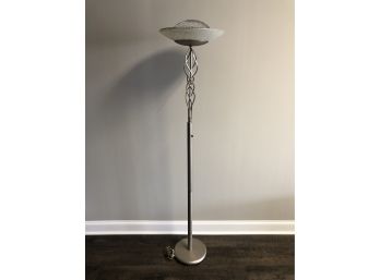 Large Metal Art Inspired Glass Shade Floor Lamp