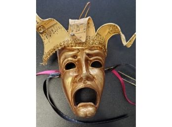 Masquerade Mask Designed By WAYNE M KLESKI. Hand-painted Mardi Gras Fun Bells & Ribbons -for Wall Decoration