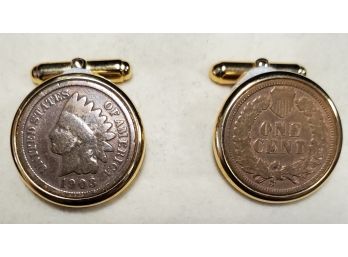 Rare 1903 Native American Head United States One Cent Penny Cuff Links- Ensons Gentlemens Fashions