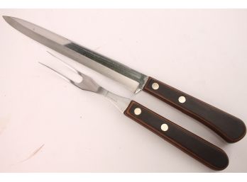 Gorgeous Rosewood Handle ROBESON SHUR EDGE 876 Stainless Steel Carving 14' Knife Set. MID CENTURY MODERN