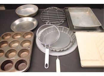 Lot Of Vintage Baking Pans, Accessories, Sifters, Etc.