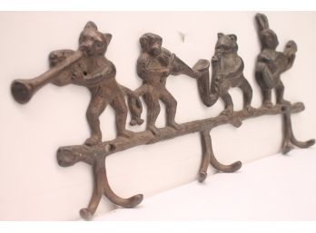 4 Animal Musicians Having A Party On A Copper Tree Branch Or Is It A Coat Hook?