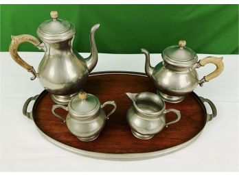 KMD Tiel Royal Holland Pewter Tea Set With Serving Tray