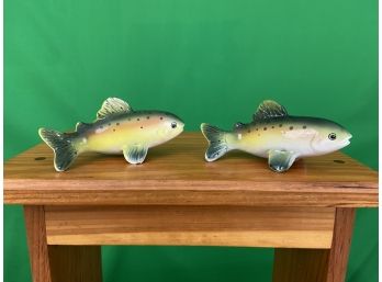 Two Whimsical Rainbow Trout Salt And Pepper Shakers