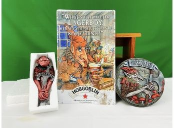 Hobgoblin Ale Tin Sign, Beer Tap Handle And Wall Plaque