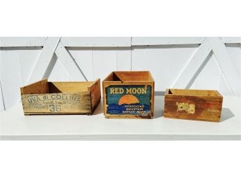 Three Vintage Wooden Crates